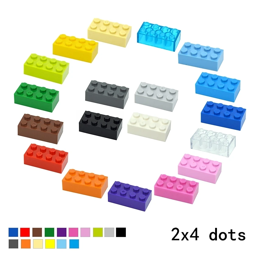 2x4 Dots Thick Figures Bricks Assemblage 25PCS Contruction Building Blocks Compatible Leduo 3001 Educational Toys For Children