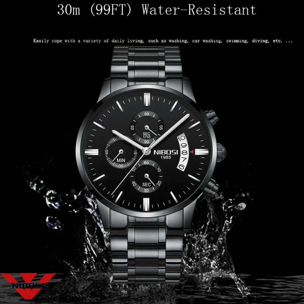 NIBOSI Relogio Masculino mężczyźni zegarki luksusowe słynny Top marka moda męska Casual Dress Watch wojskowe zegarki kwarcowe Saat