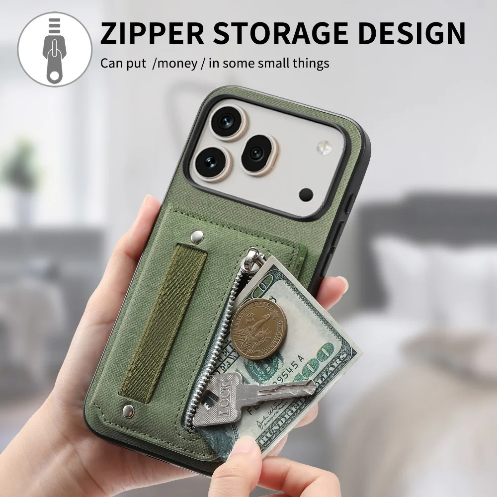 Luxury Zipper Wallet Leather RFID Card Holder Case