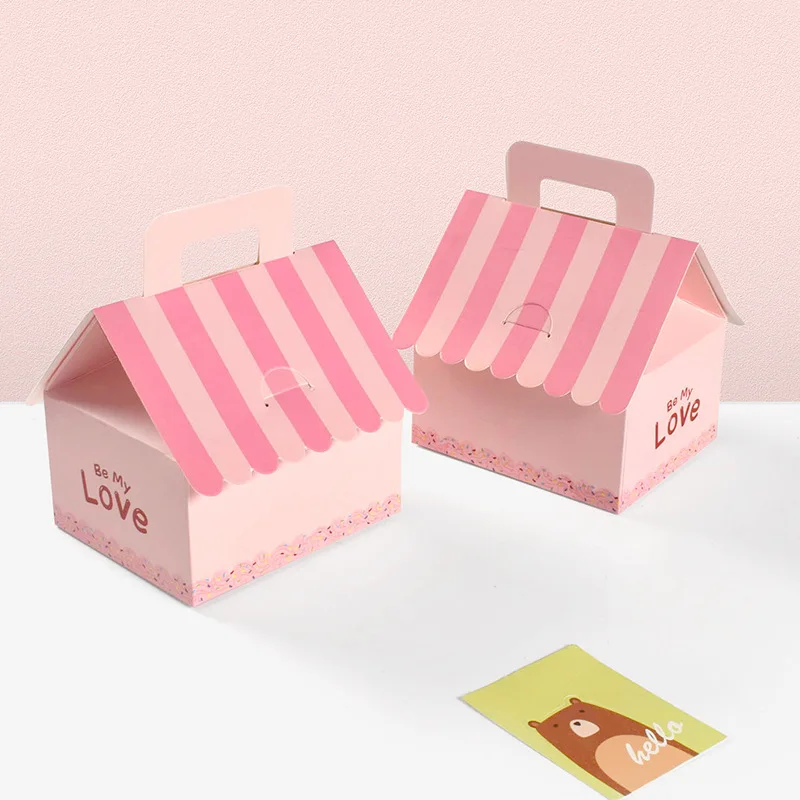 

20Pcs Cute Rabbit Pink House Paper Gift Box Kids Baby Cookies Candy Boxes Packaging Bags Birthday Wedding Party Favors Shape