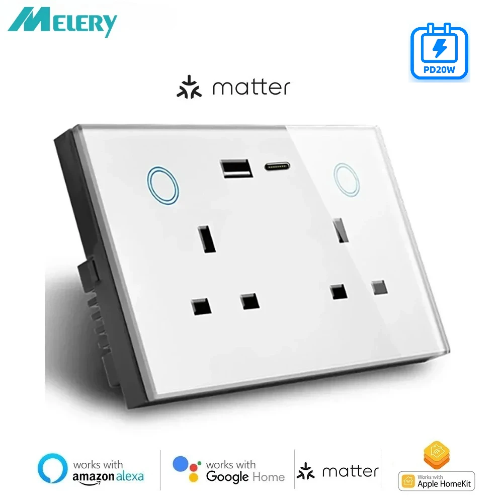 เมล์เรอรี่ แมทเทอร์ โอเวอร์ ไวไฟ สมาร์ท ทูยา ยูเอสบี ไทป์ ซี พีดี ปลั๊กไฟติดผนังแบบ UK พร้อมระบบตรวจสอบการใช้พลังงาน ควบคุมระยะไกล รองรับ Alexa และ Google Home 1