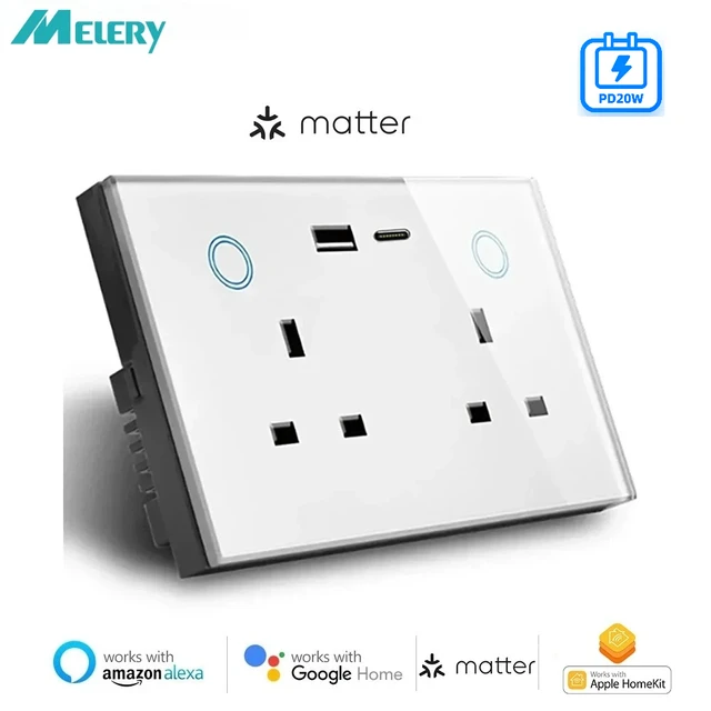 เมล์เรอรี่ แมทเทอร์ โอเวอร์ ไวไฟ สมาร์ท ทูยา ยูเอสบี ไทป์ ซี พีดี ปลั๊กไฟติดผนังแบบ UK พร้อมระบบตรวจสอบการใช้พลังงาน ควบคุมระยะไกล รองรับ Alexa และ Google Home 1