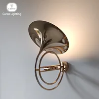 Caren Lighting Wall Light Vienna Horn Inspired Decorative Lighting Fixture 6 Valve Buttons gold chrome LED Premium Polished 2