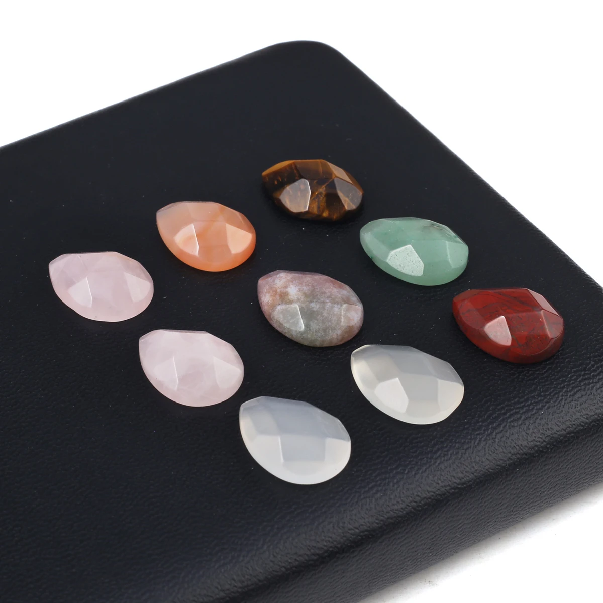 30PCS Wholesale Natural Stone Water Droplet Shape Faceted Cabochon Interface for Making Necklace Ring Jewelry Findings