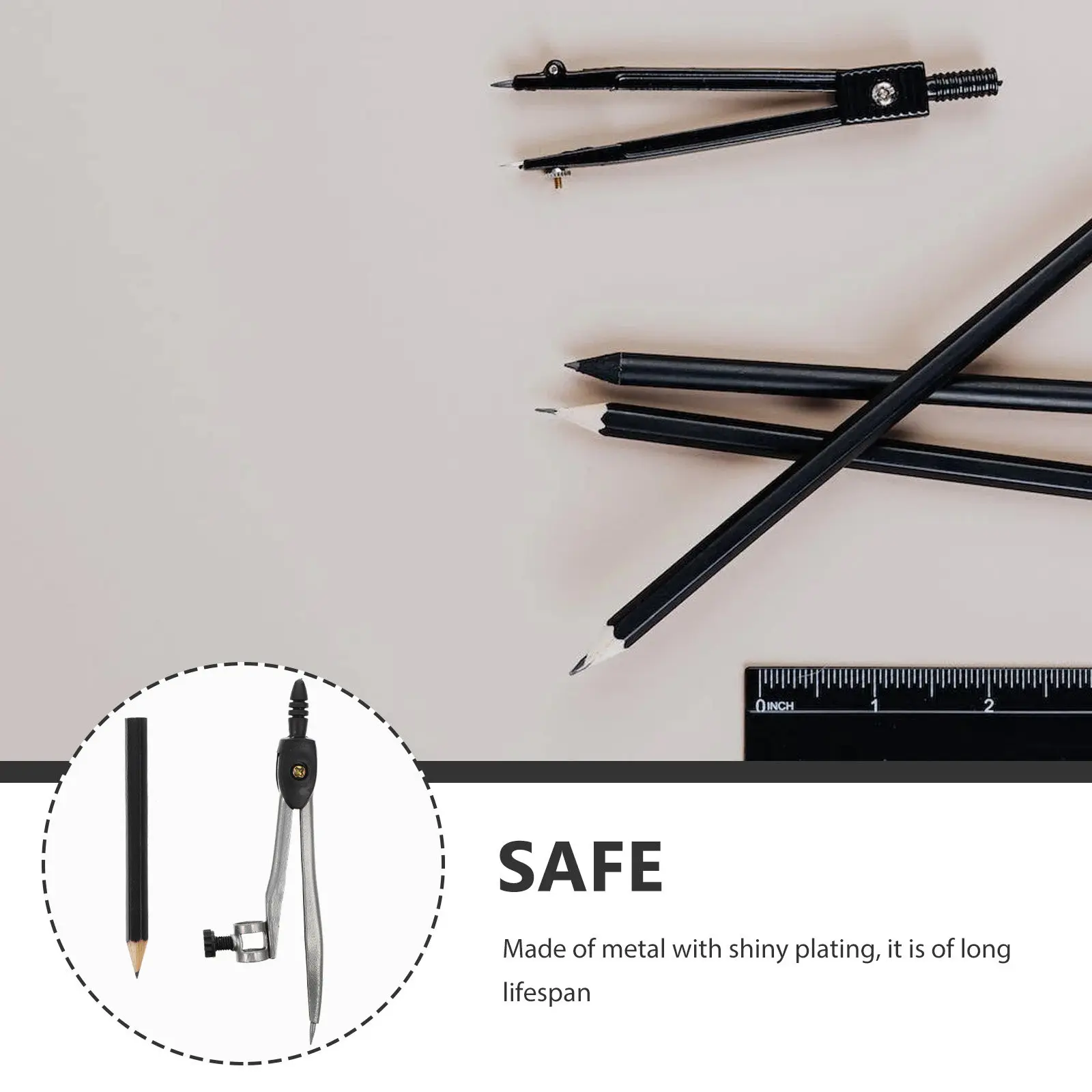 전문가용 금속 컴퍼스 나사식 연필꽂이 정밀 컴퍼스 제도 도면 기하학 도구 (학교 수학 미술용)