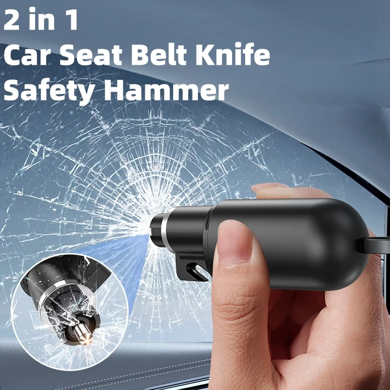 2 In 1 Car Window Glass Breaker Safety Hammer Seat Belt Cutter Auto Life-Saving Escape Emergency Accessoyies Tool Kit - 34