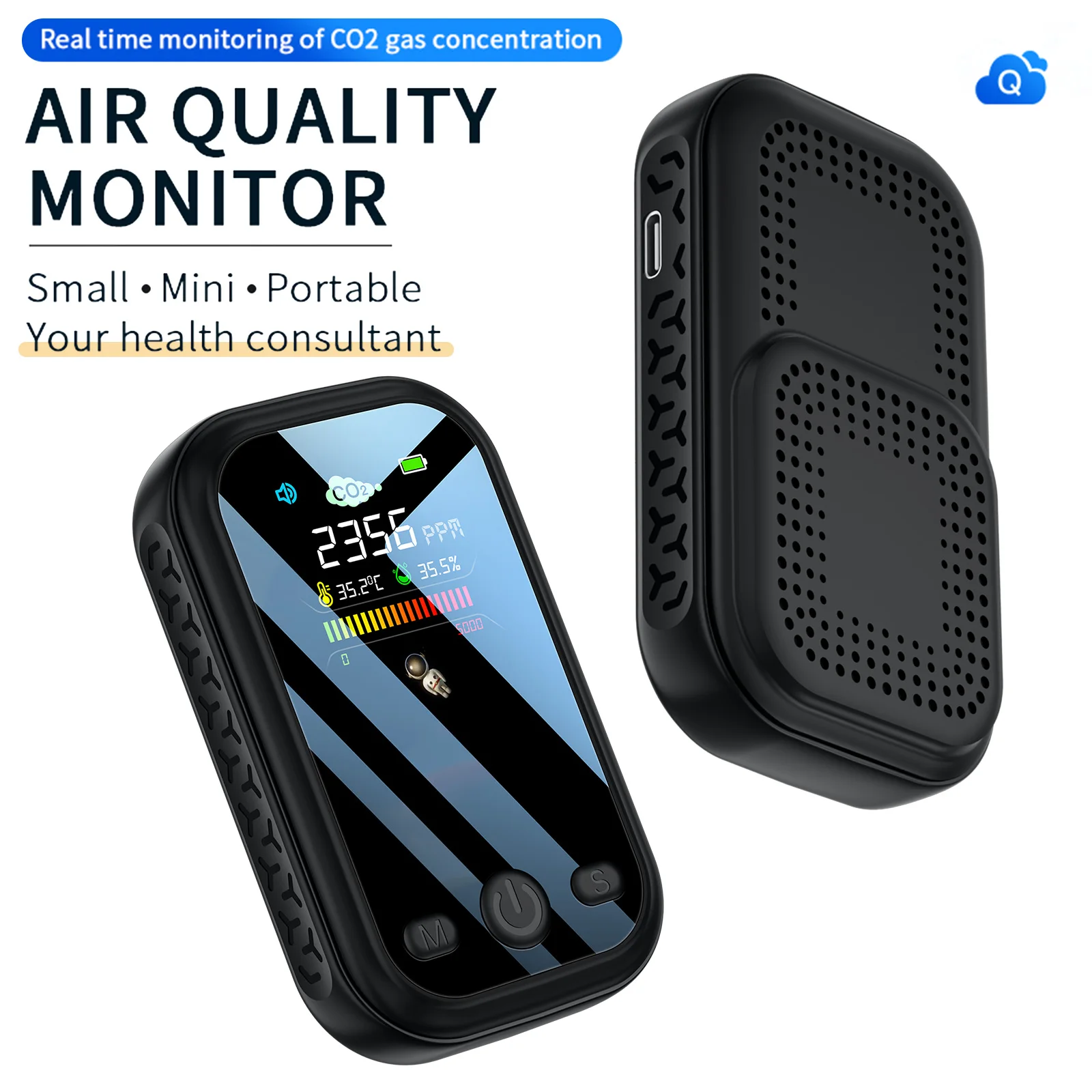 

3in1 1.9inch Household 240*280 Resolution Color Display Air Quality Detector CO2 Temperature Humidity Tester