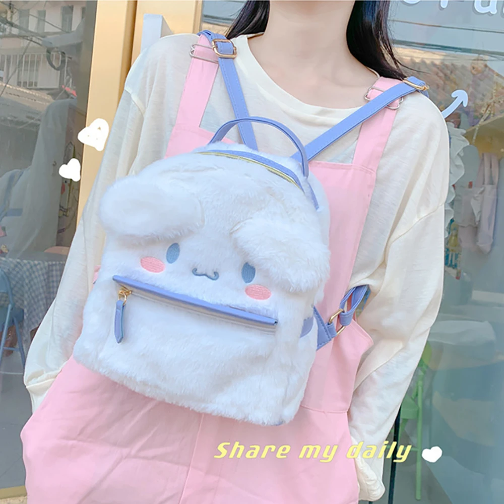 Sanrio Plush Backpack Kawaii Stuffed Cinnamoroll Mymelody School Bag