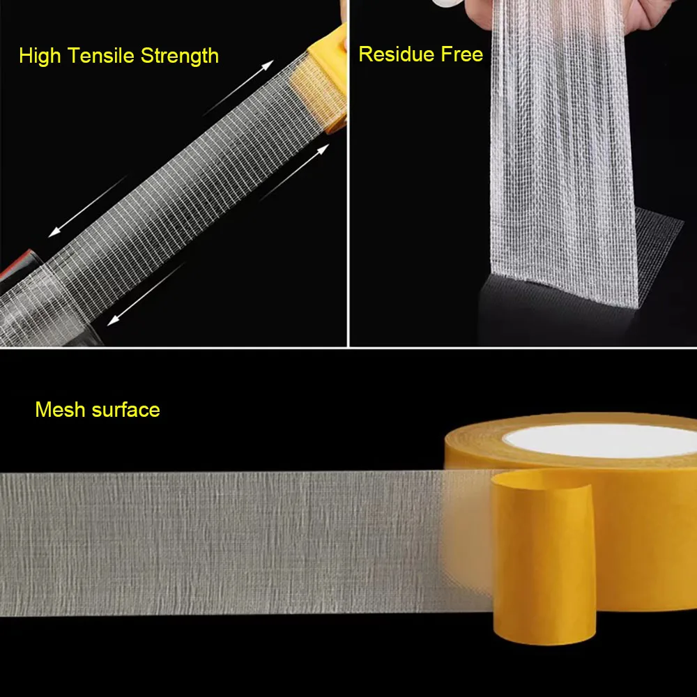 Ultra-Strong Waterproof Adhesive Mesh Tape, Heavy Duty Double-Sided