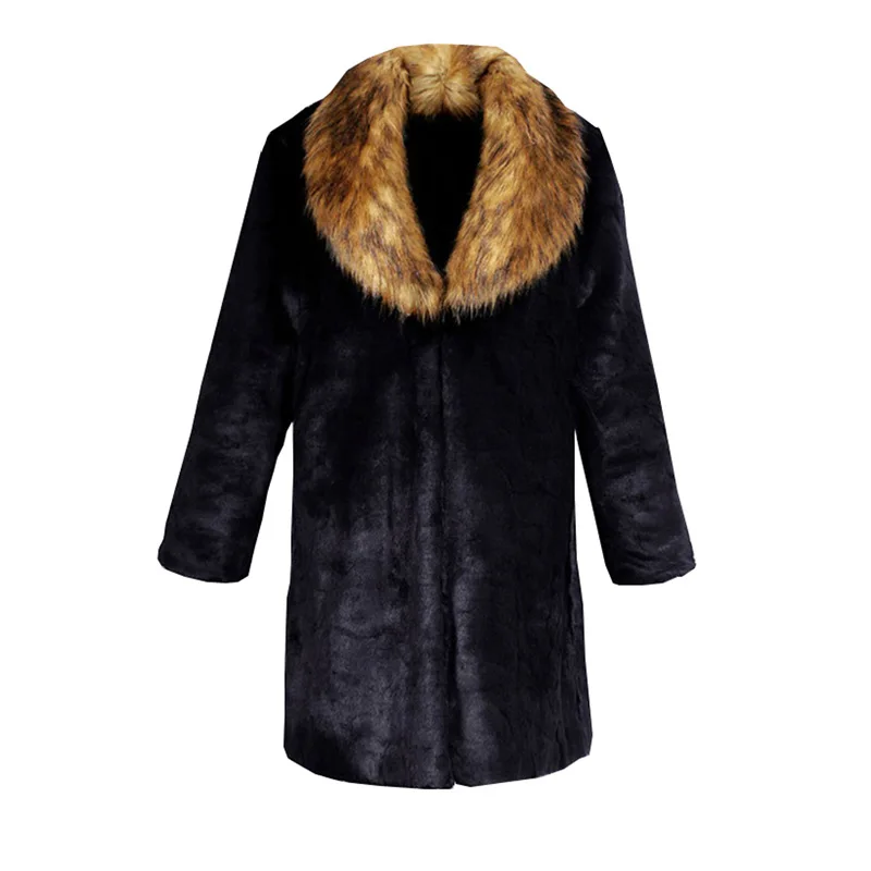 Autumn Winter Men Mid-length Faux Fur Coat Thick Warm Long Sleeve Trench Coat Slim Business Casual Coat Brand Jackets Plus Size