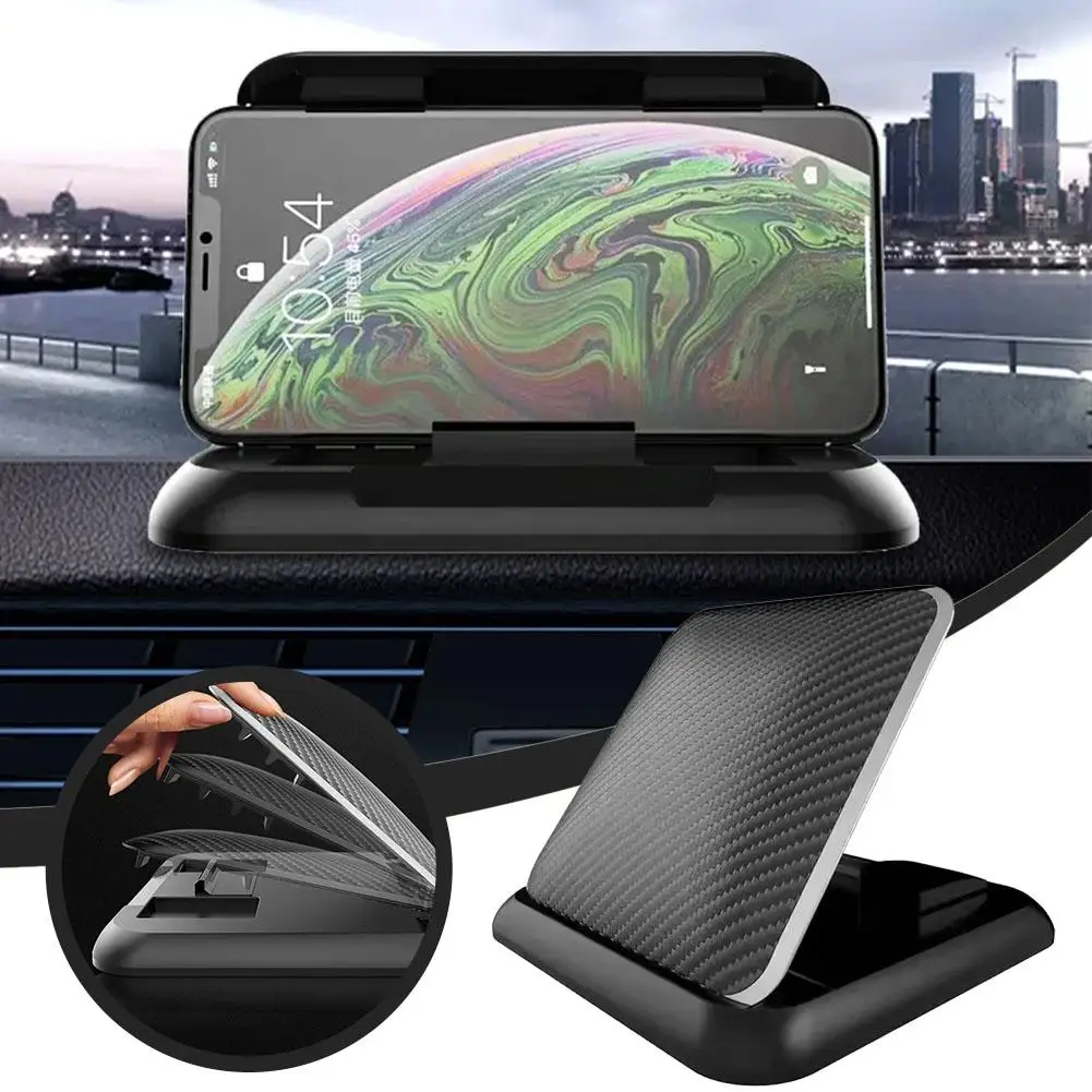 

New Car Mobile Phone Holder Dashboard Carbon Fiber Non-slip Accessories Adjustable Navigation Bracket Car GPS Interior Sili P9D6