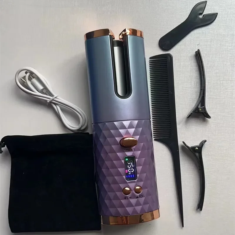 Hair Curler Hair Iron Automatic Hair Curler 3 Color Option USB Charging Portable Wireless Rotate Anti-Scalding