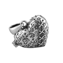 

925 Sterling Silver Retro Matte Craft Korean Graffiti Heart Box Open Pendant Valentine's Day Gifts for Lovers and Girlfriends