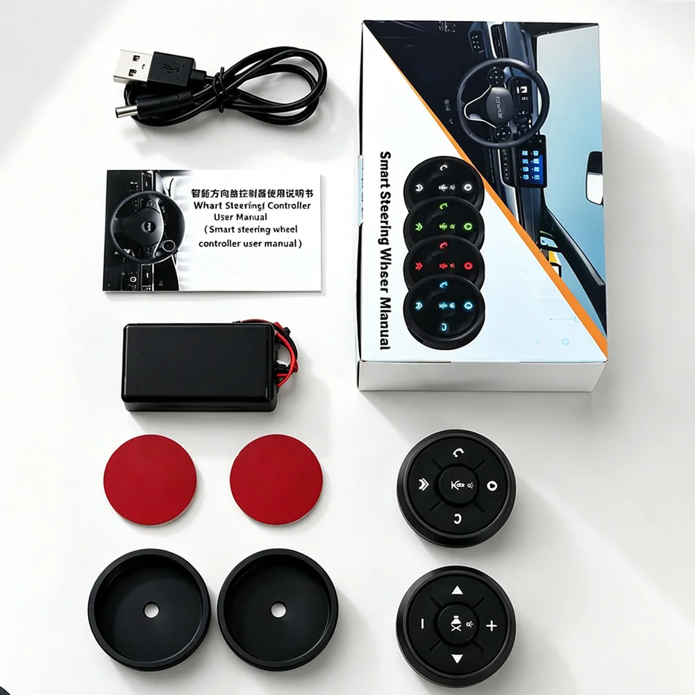 Telecomando intelligente wireless Bluetooth a 10 tasti per auto e moto, pulsante sul volante per riproduzione di musica e contenuti multimediali su iOS e Android
