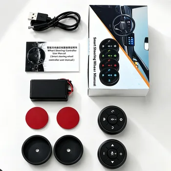 Telecomando intelligente wireless Bluetooth a 10 tasti per auto e moto, pulsante sul volante per riproduzione di musica e contenuti multimediali su iOS e Android