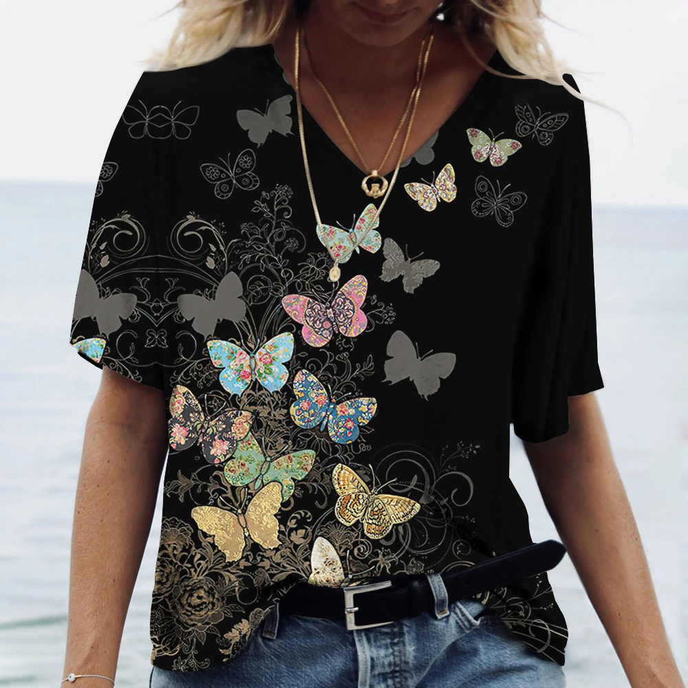 womens-3d-butterfly-print-vneck-tshirt-cotton-casual-short-sleeve