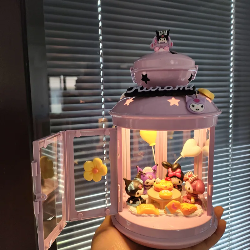 

2024 New Miniso Anime Figure Diy Handmade Nightlight Kuromi My Melody Cinnamoroll Mini Table Lamp Desk Decorative Child Gift