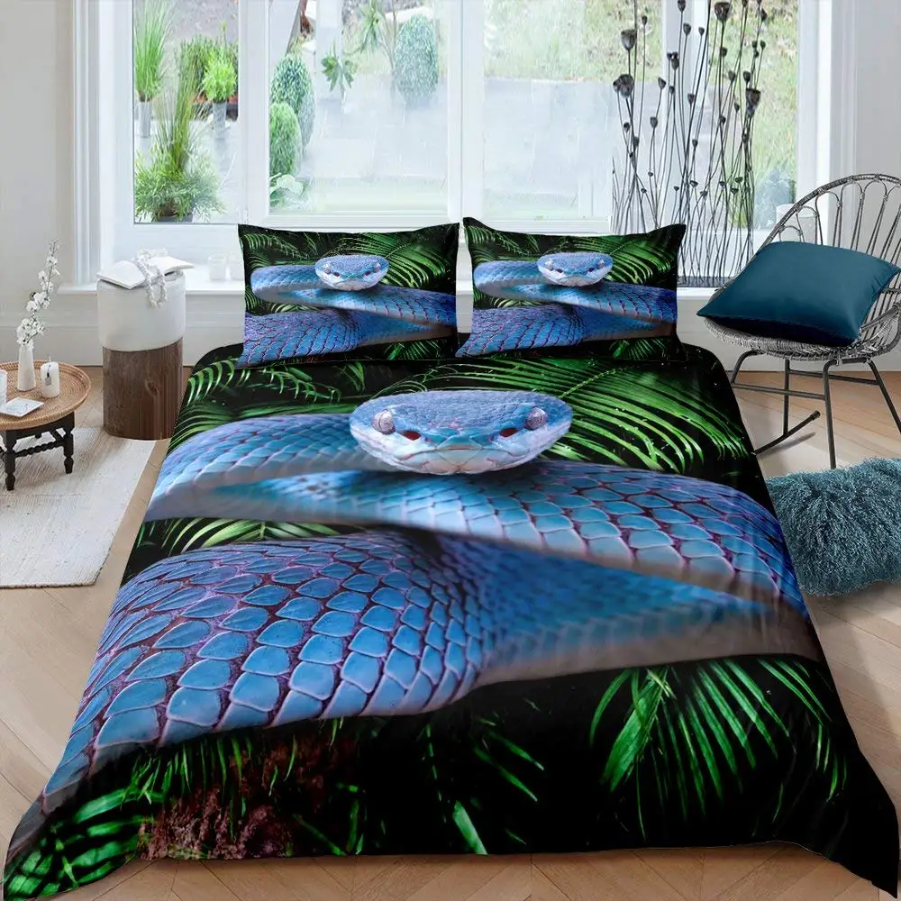 Snake Duvet Cover Set 3D Python Palm Leaf Bedding Set King Size Reptile  Tropical Theme Quilt Cover for Kids Boys Girls Teens - AliExpress