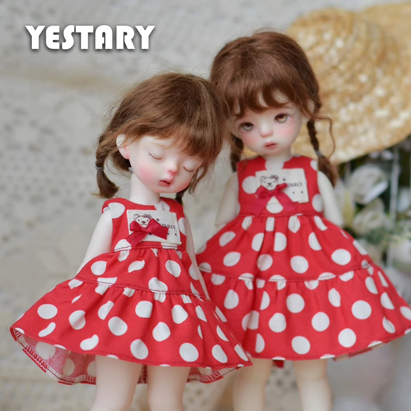 

YESTARY BJD Clothes Dolls Accessories For 1/6 Dolls Blythe Pink Polka Dot Sleeveless Dress Finished Product For BJD Girls Gifts