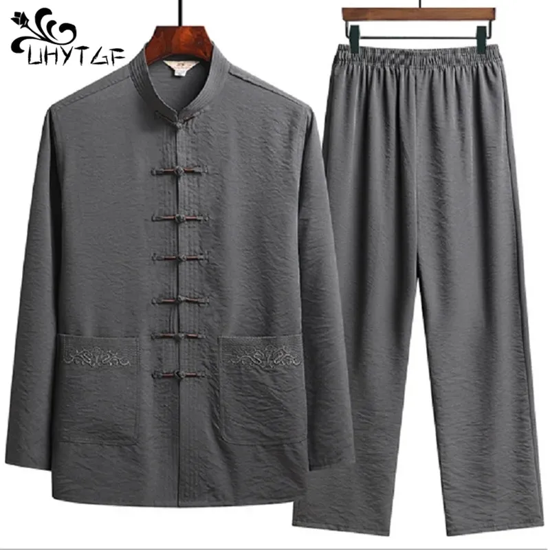 Chinese Tradition Kung Fu Set Men Casual Comfort Long Sleeve Pajamas Spring Autumn Vintage Menswear Tang Suit M-XXXXL chinese traditional costume