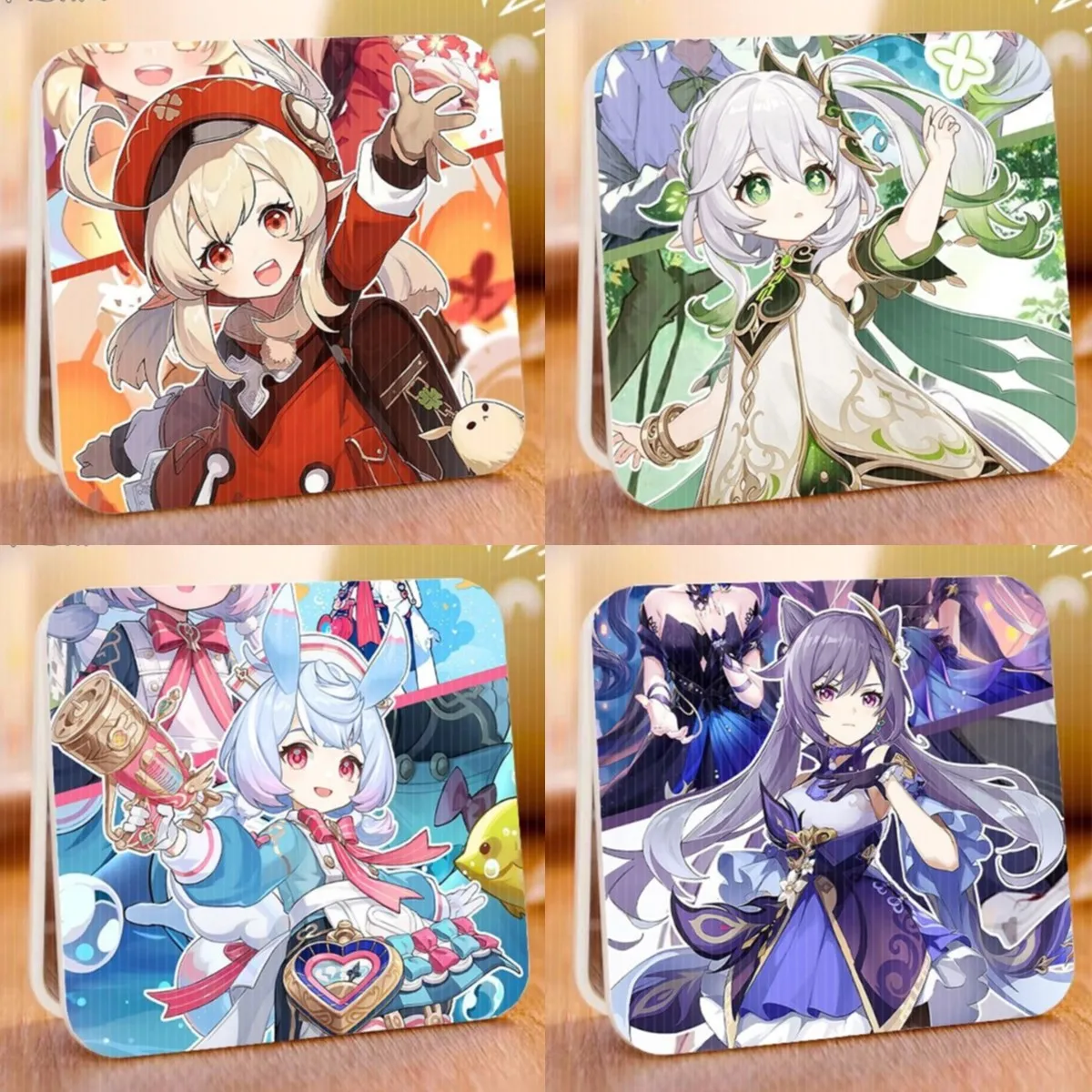 6x7cm, Genshin Impact, Folding Double-sided Makeup Mirror, Portable Travel, Mini Light Pocket, Anime Cute Girls Kids, Magnifying