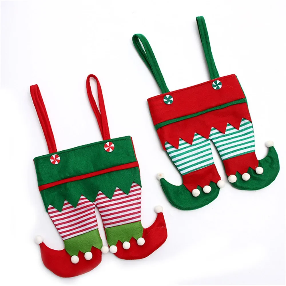 

Christmas Elf Candy Bags Velvet Santa Claus Pants Bags Holiday Party Decor Candy Bottle Party Giftss Christmas Socking Gifts