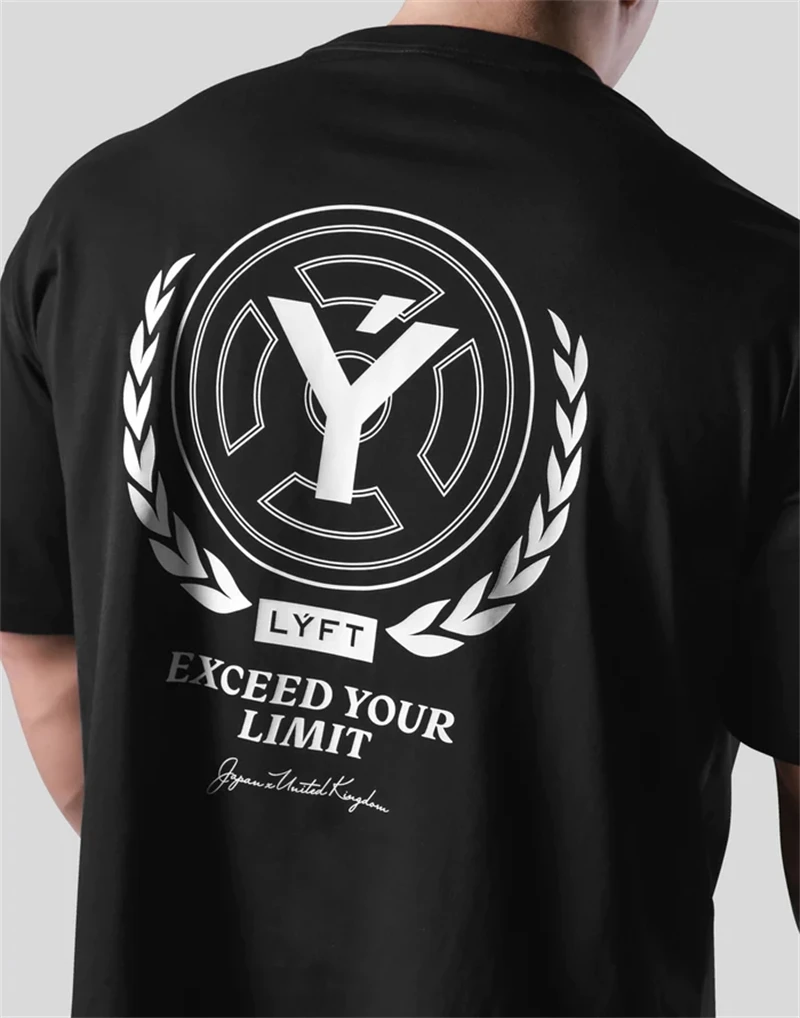 LYFT 210G 100% Baumwolle Mode Fitness Sport Kurzarm männer Lose T-shirt Sommer Workout Lässige Oansatz Laufende Tees tops – Detail 12