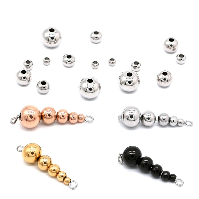 3/4/6/8/10mm Stainless Steel Jewellery DIY Spacer Beads Gold Color Flat  Round Big Hole Jewelry Making Loose Accessories Beads - AliExpress