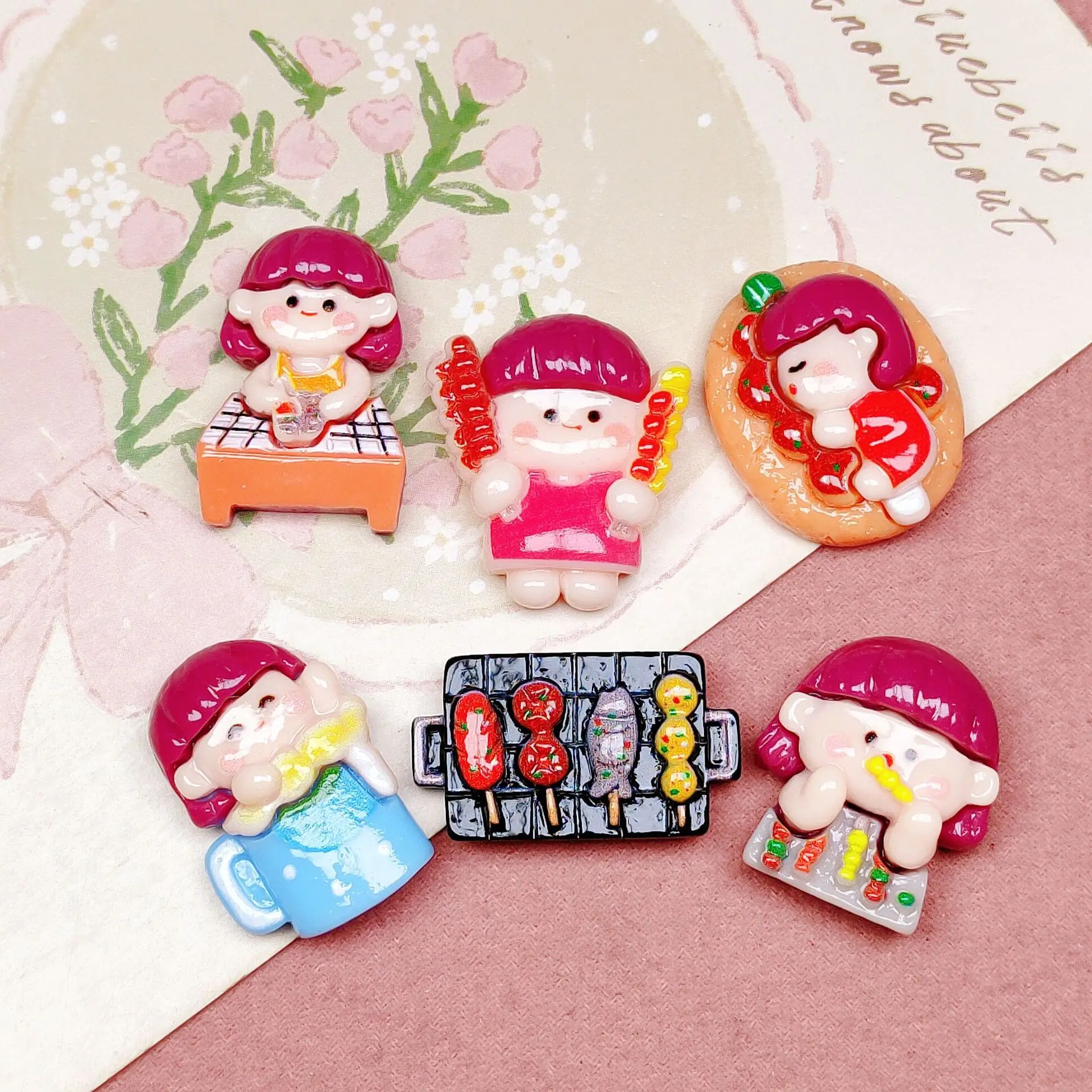 

100 шт. летняя барбекю мультяшная Серия Смола пивная девушка Кабошон Скрапбукинг своими руками аксессуары для украшения