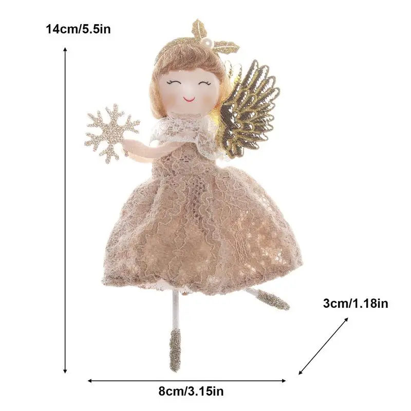 Christmas Tree Decor Glittering Fairy Tree Decor Pendant Small Fairy Doll With Lace Dress Party Decorating Supplies Holiday Home