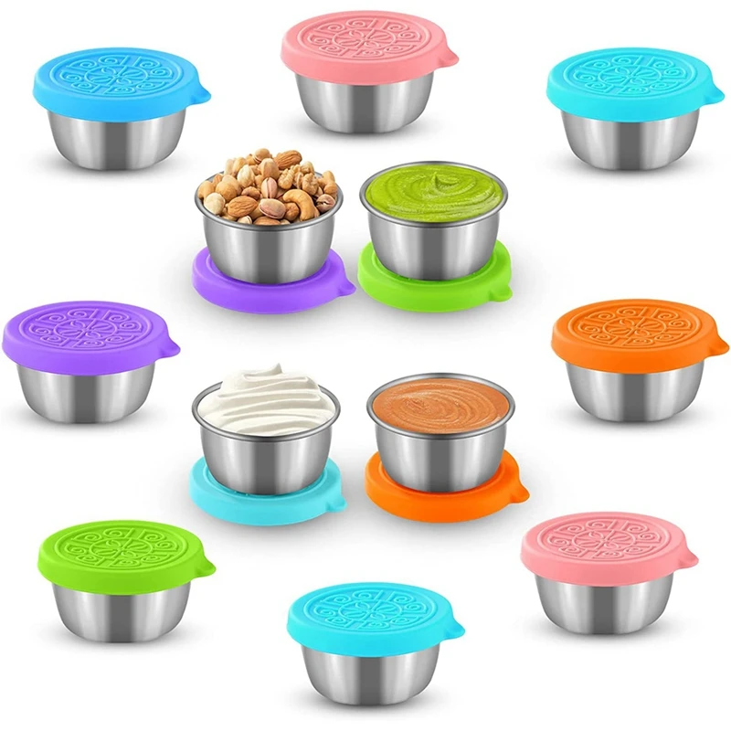 

12Piece Salad Dressing Containers To Go With Lids, Leak Proof Condiment Container, Reusable Condiment Cup Dip Cup