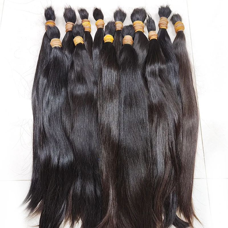 100% Natural Raw Bulk Straight Human Hair Bundles No Weft Unprocessed Braiding Extensions Elegant For Women Choice 50g 100g/pcs
