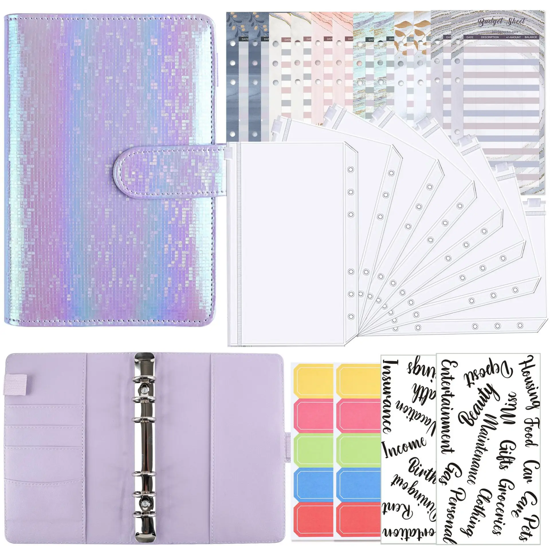 

A6 Budget Binder with Cash Envelopes & Budget Sheets,Premium Leather Budget Binder Planner Organizer,Money Saving Binder Wallet