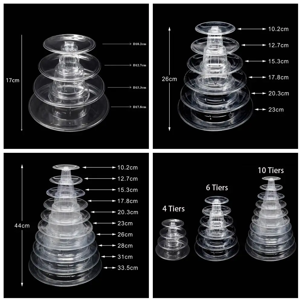 간편한 청소, 식품 등급 컵케이크 타워 랙, PET 소재 투명 마카롱 디스플레이 스탠드, 재사용 가능한 케이크 배치 랙, 웨딩 장식