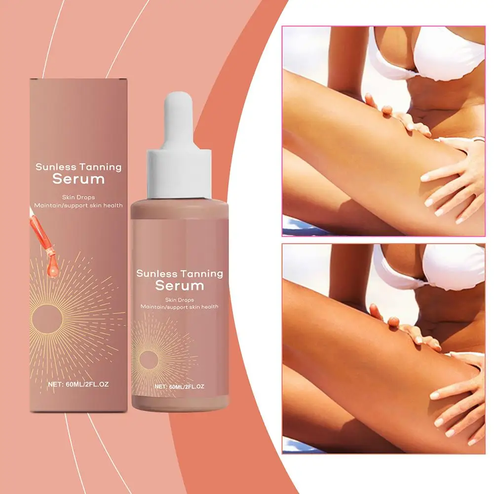 Body Facial Self Tanning Drops Shrink Pores Fade Fine Lines Natural Bronzer Liquid Prevent Sunburn Sunless Tanning SkinCare 60ML