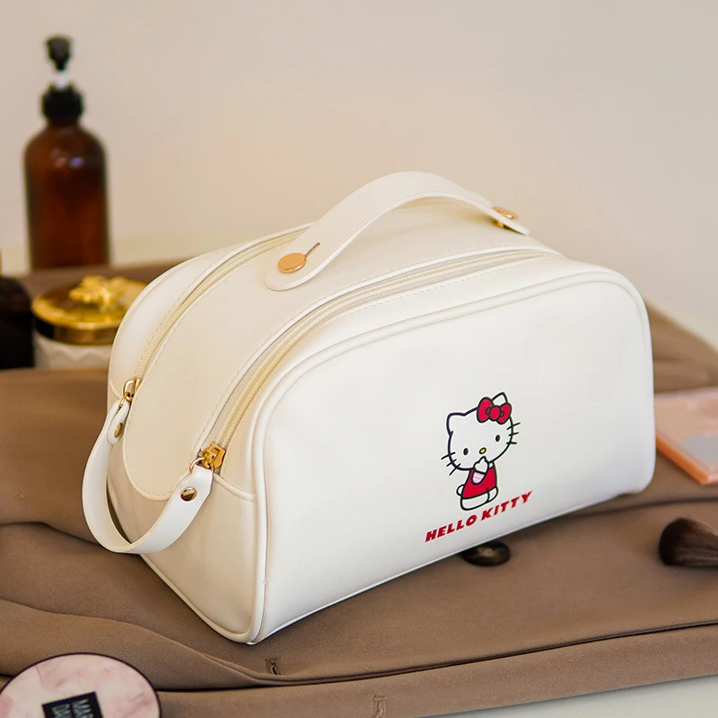 

Sanrio Cartoon Hello Kitty Kuromi My Melody Anime Kawaii Cosmetic Bag Handbag High Capacity Portable Double Zipper Storage Bag