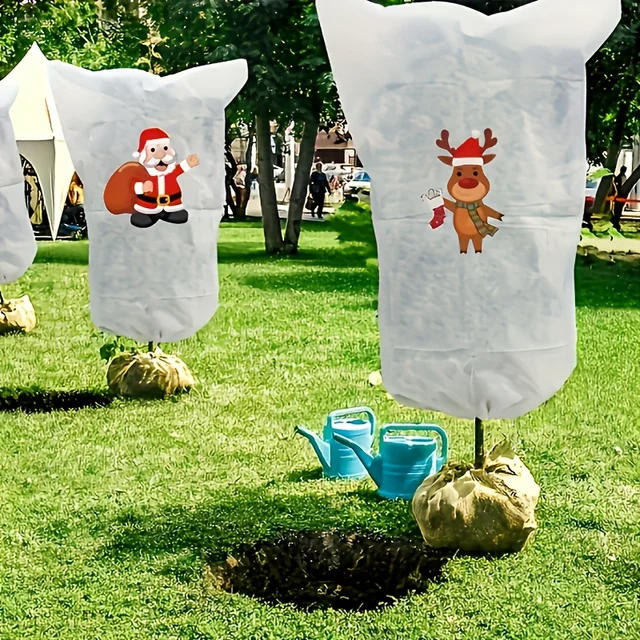 1pc Heavy Duty Winter Frost Cloth Plant Cover - Drawstring Design for Outdoor Shrubs, Fruit Trees,Ideal for Christmas Gardening 4