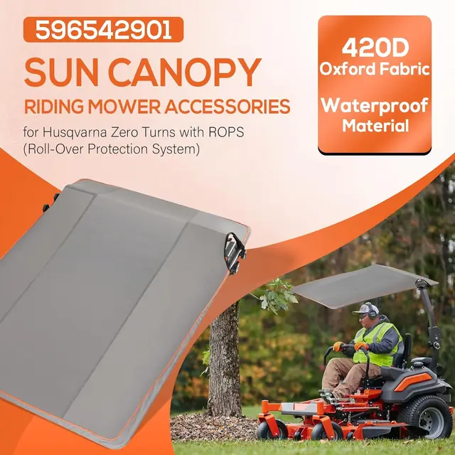 Heavy Duty Zero Turn Mower Canopy – Foldable Sun Shade With UV Protection (Beige)