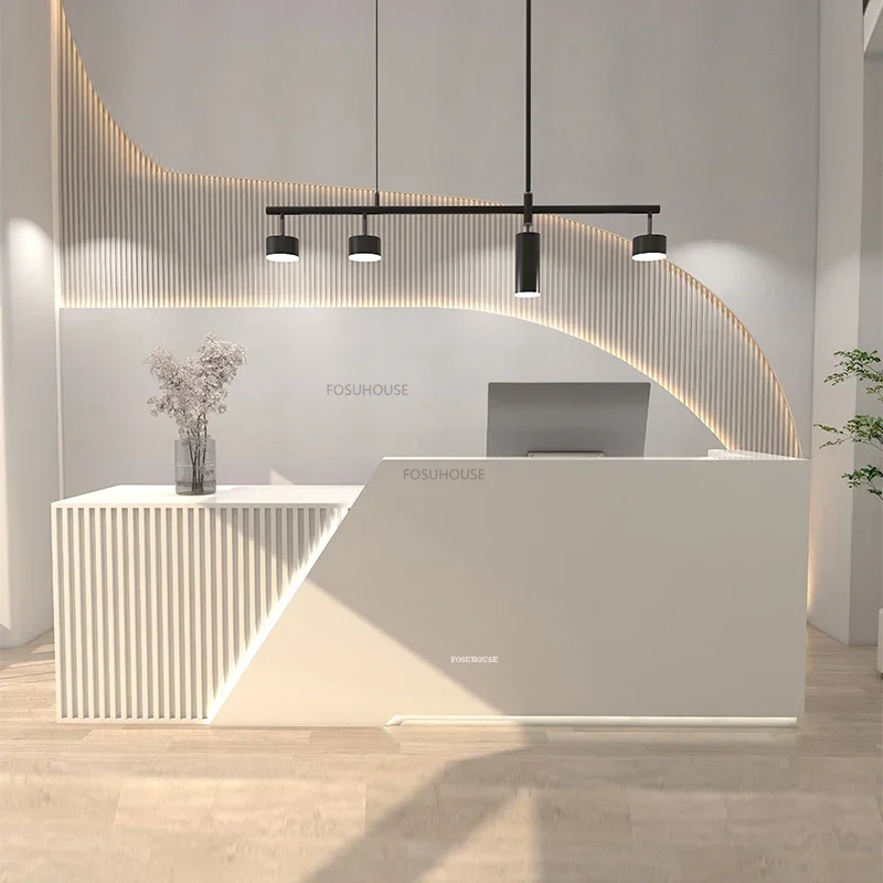 Modern Manmade Board Checkout Counter Office Furniture Clothing Store Reception Desk Creative Upscale Beauty Salon Front Desks