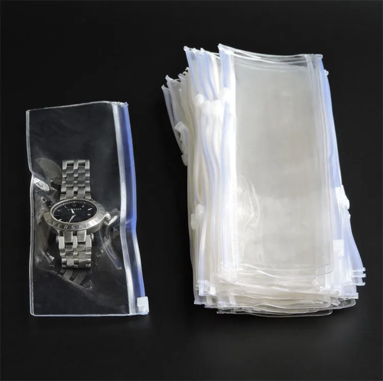 50PCS 긴 투명 흰색 플라스틱 PVC 쥬얼리 포장 가방 DIY 목걸이 팔찌 방진 산화 방지 시계 선물 보관 파우치