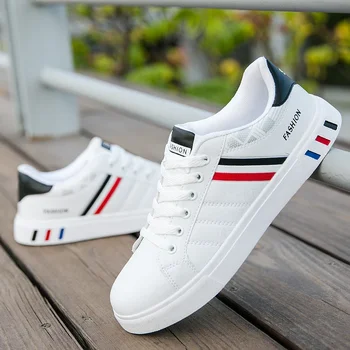 2024 Scarpe da ginnastica casual da uomo New Fashion Lace-up Scarpe bianche Studente Comfort Sport Plus Size Scarpe vulcanizzate Zapatillas De Hombre 1