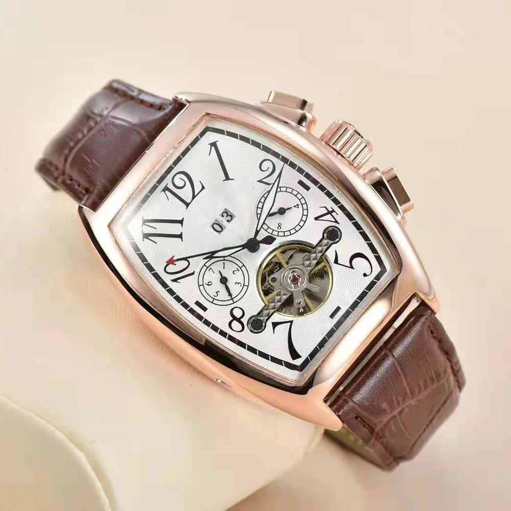 Luxury FM Men's Watch Tonneau Automatic Watch with FREE Shipping Multi-functional Luxury Gift Clock Mechanical Watch for men