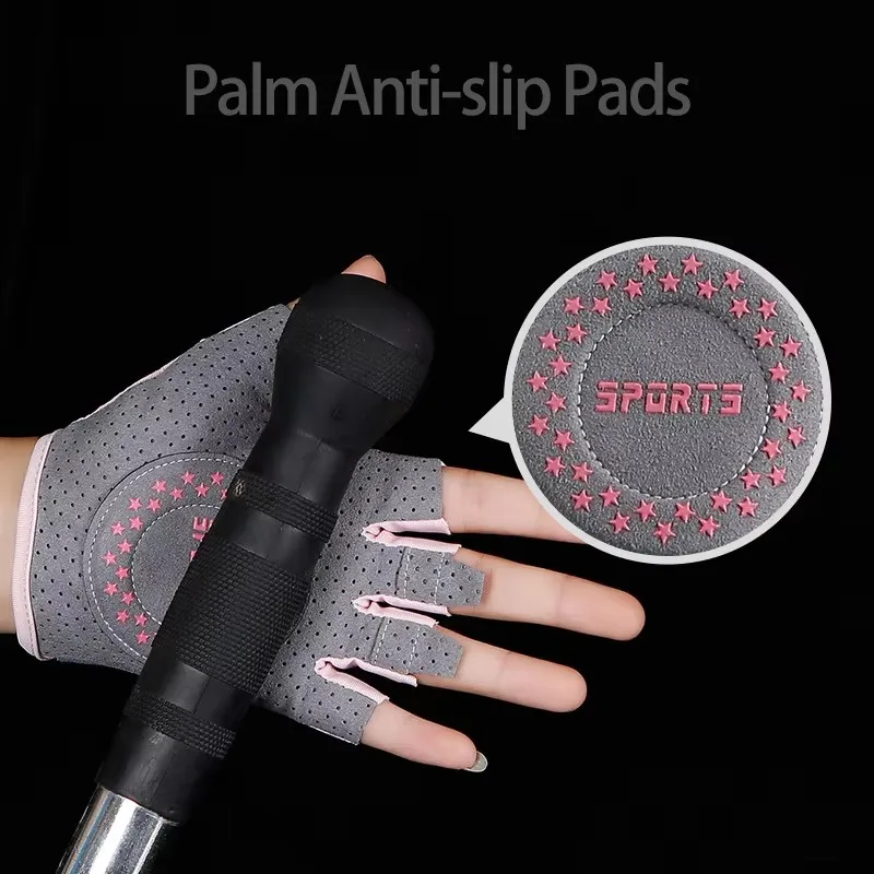 Fitness Gloves Female Yoga Sports Spinning Apparatus Lady Training Anti-Slip Breathable Thin Half Finger Barbell Cycling Gloves 3