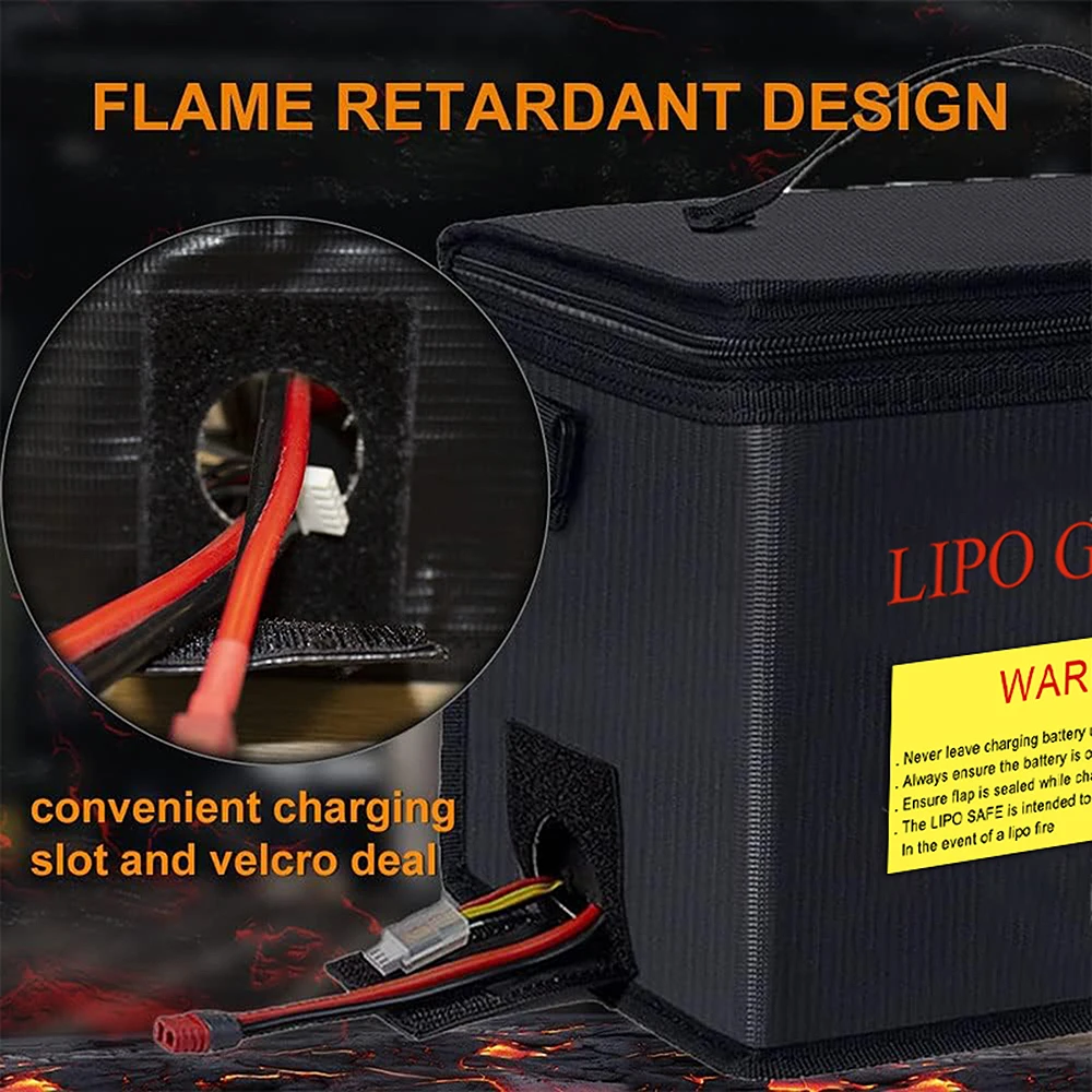 Fireproof Lipo Safe Bag Explosionproof Protective Battery Waterproof Bag w/Zippers for Battery Storage Charging 21.5*16.5*14.5cm