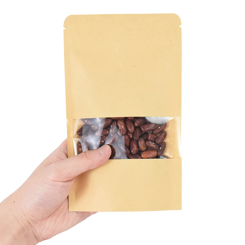 20/50 stücke Kraft Papier Zip-Lock Beutel Mit Fenster Lebensmittel Snack Tee Selbst Dichtung Lagerung Tasche Hochzeit Hause Süßigkeiten geschenke Verpackung Beutel – Detail 11