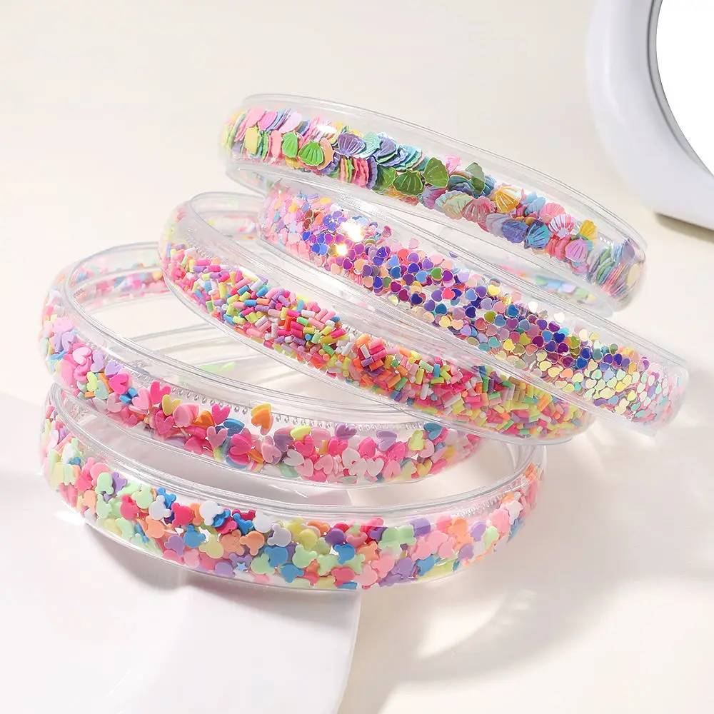 1pc Fashion Transparent Quicksand Headbands For Baby Kids Girls Glitter Sequin Hairbands Bezel Hair Hoops Hair Accessories Gift 6