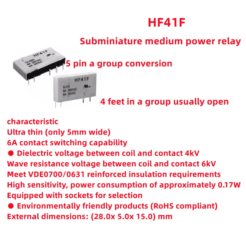 10 teile/los HF41F-24-ZS HF41F-12-ZS HF41F-5-ZS 5pin HF41F-5-HS HF41F-12-HS HF41F-24-HS 4pin Leistungs relais 41f-1z-c-1 Relais sockel – Detail 10