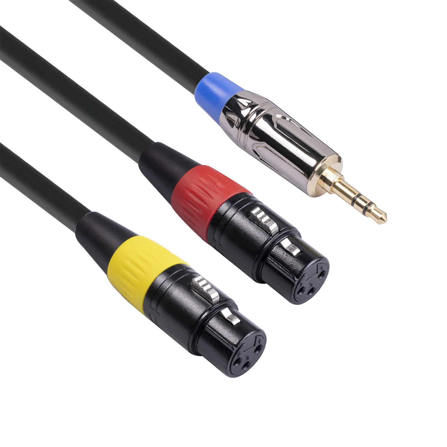 2022 New 3.5mm Stereo Jack Male to Dual XLR Female OFC Aux Audio Cable Foil+Braided Shielded  3m