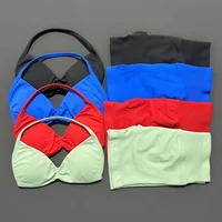 Yoga Gym Set 2 Piece Women Seamless Strappy Yoga Bra Top High Waist Workout Scrunch Shorts Sports Set Fitness Clothes Sportswear - Image 2