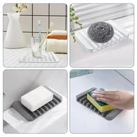 Bathroom Silicone Soap Dish Drain Bath Drain Soap Rack Kitchen Countertop Sponge Rack Drying Tray 3